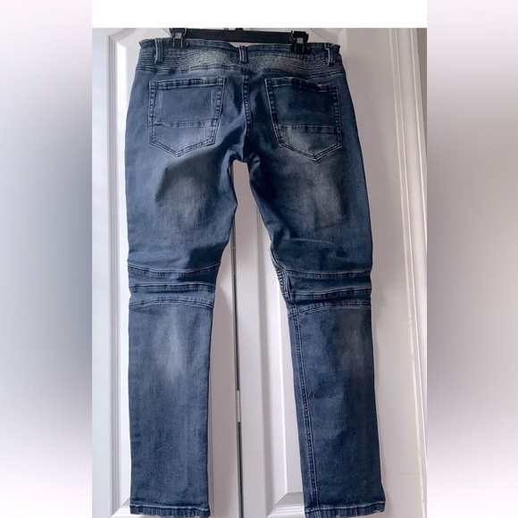 Kilogram Men’s Straight Leg Jeans Dark Wash Distressed Jeans Size 38 - Picture 2 of 7